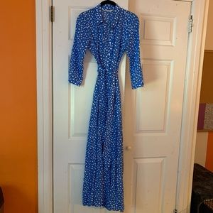 Zara Blue with White Polka Dot Belted Dress